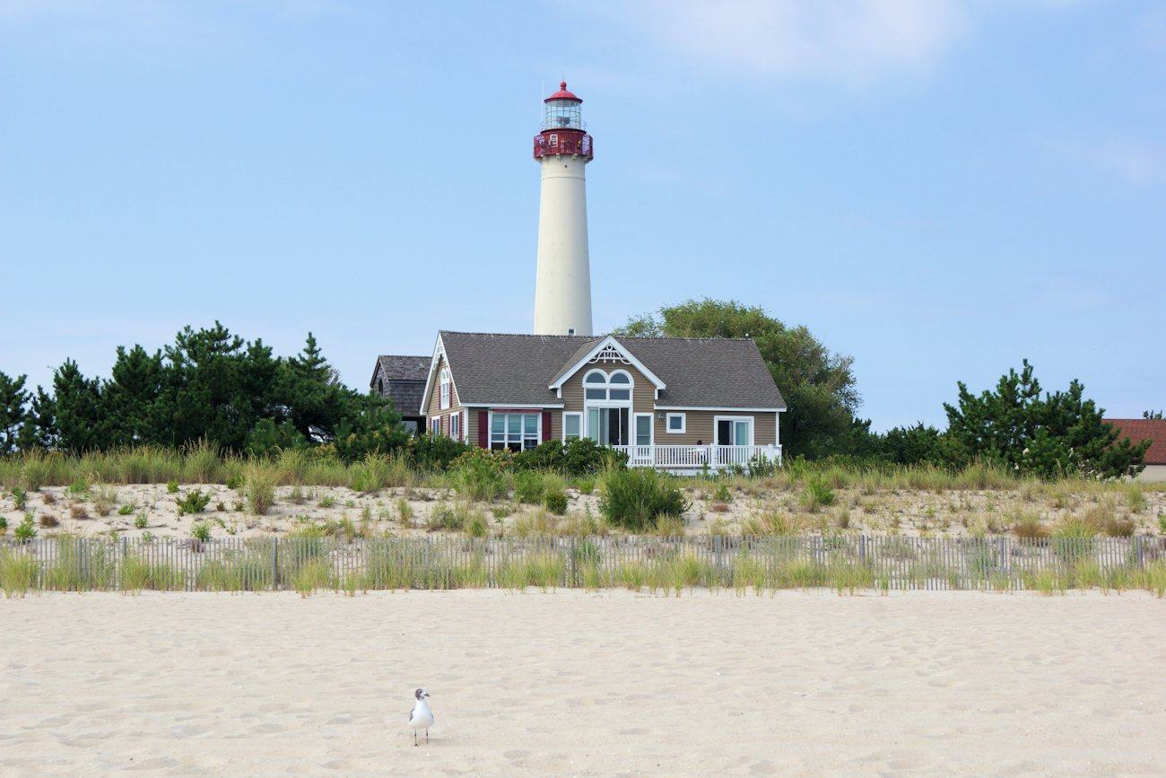 The Cape May Lighthouse behind the dunes